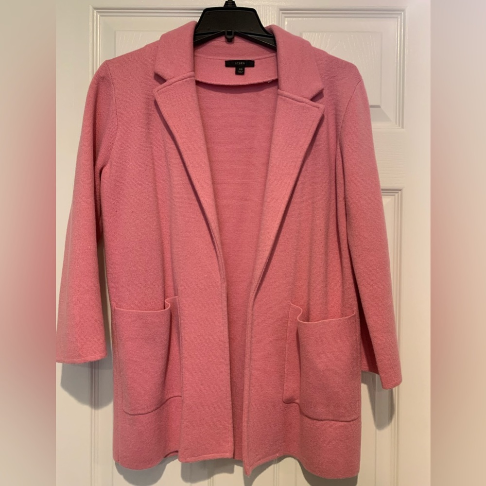 J. Crew Pink Open Front Knit Cardigan